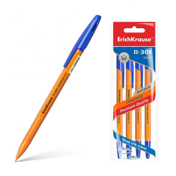 Kupi ErichKrause Kemični svinčnik R-301 0,7, moder Orange Stick s pokrovčkom, 4x24 kom / Cena v trgovini Vsebo
