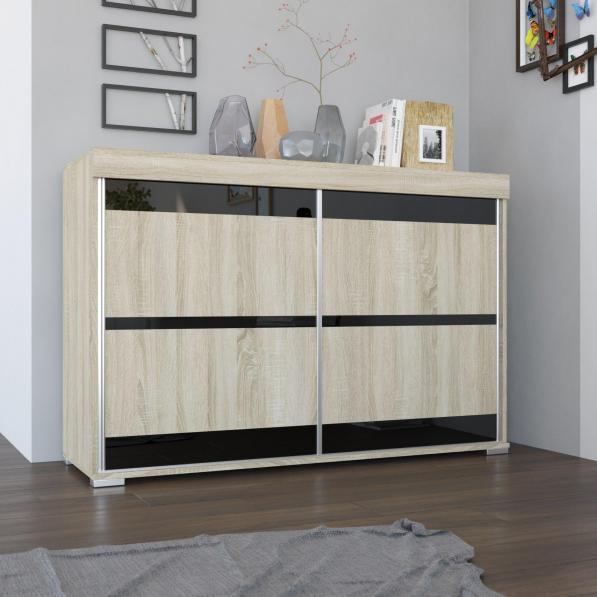 Kupi Regal Capito z drsnimi vrati - hrast sonoma / bela mat / Cena v trgovini Vsebo