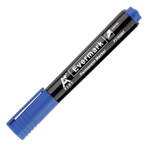 Kupi A PLUS Permanentni marker EVERMARK, moder, okrogla konica, 12 kom / Cena v trgovini Vsebo