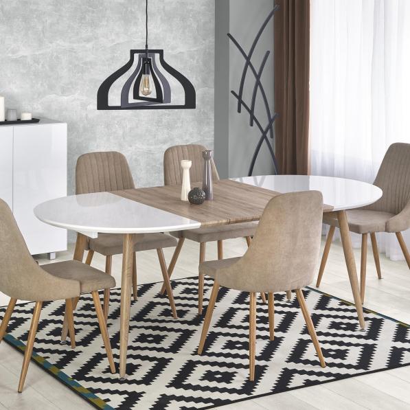 Kupi Raztegljiva miza Edward - bela/san remo hrast 120-200x100 cm / Cena v trgovini Vsebo