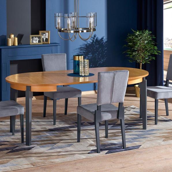 Kupi Raztegljiva miza Sorbus zlati hrast/grafit 100-200x100 cm / Cena v trgovini Vsebo