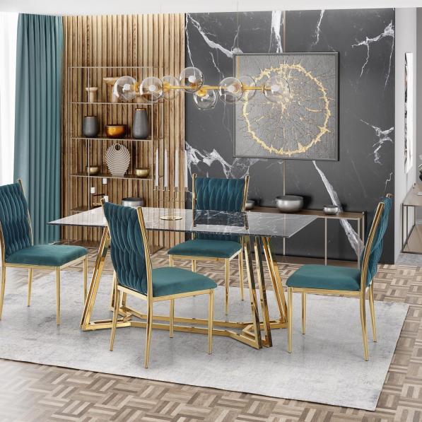 Kupi Miza Konami - črni marmor / zlato / Cena v trgovini Vsebo