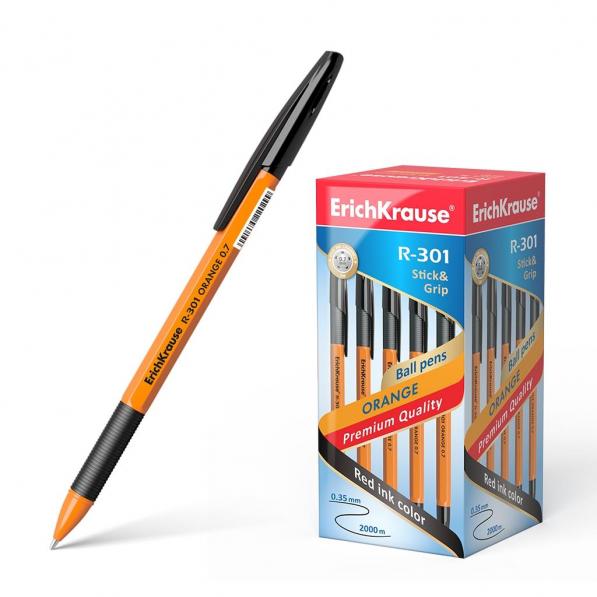 Kupi ErichKrause Kemični svinčnik R-301 0,7, črn grip Orange Stick 50 kom / Cena v trgovini Vsebo