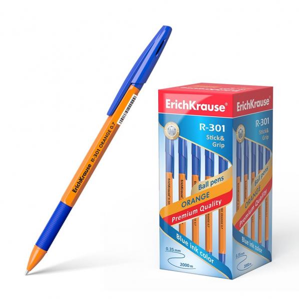 Kupi ErichKrause Kemični svinčnik R-301 0,7, moder grip Orange Stick 50 kom / Cena v trgovini Vsebo