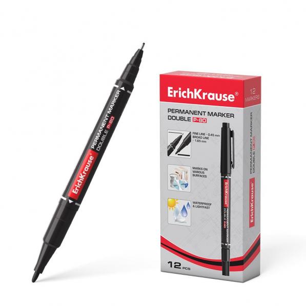 Kupi ErichKrause Dvostranski marker P-80, črn,  12 kom / Cena v trgovini Vsebo